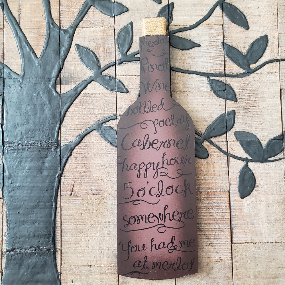 Wooden Wine bottle Wall art decor Pinot merlot